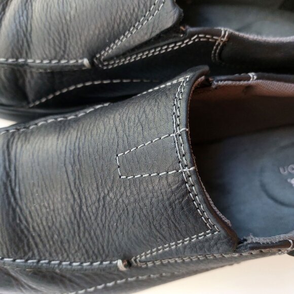Mens Clarks Black Leather Loafers Slip-on Shoes Size 11 - Picture 7 of 7